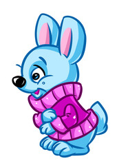 Fototapeta na wymiar Animal rabbit sweater kid character cartoon illustration