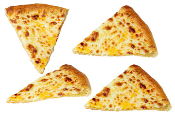 Pizza slices isolated on white background. Cheese pizza. Fast food