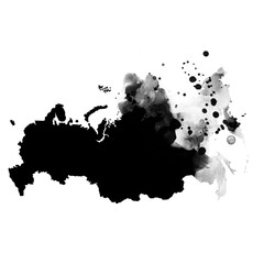 Black artistic country map- form mask on white background. Russia