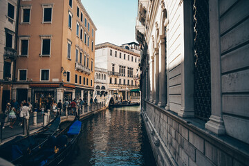 Italy. Venice. 09.07.2022 Venice Grand Canal. People float on go