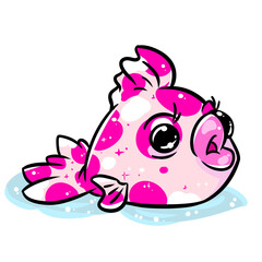 Animal fish carp koi lies character cartoon illustration