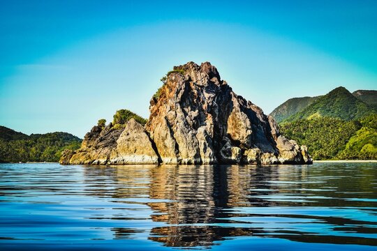Rocky island in the middle of a sea