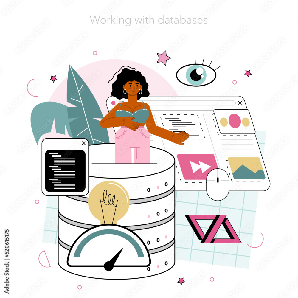 Poster back end development concept. software development process.