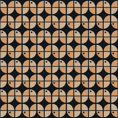 Seamless retro pattern, 1960s and 1970s style, mid-century modern - 520615500