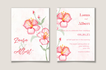 wedding card with pink tulips