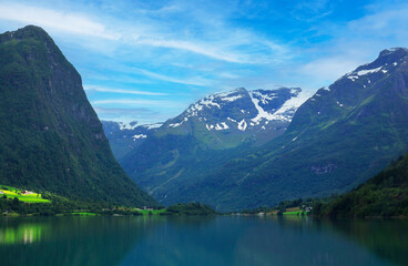 Fototapeta na wymiar The Nordfjord on the Way to Nordfjordeid in Norway, Scandinavia, Europe