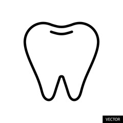 Obraz premium Tooth vector icon in line style design for website design, app, UI, isolated on white background. Editable stroke. Vector illustration.