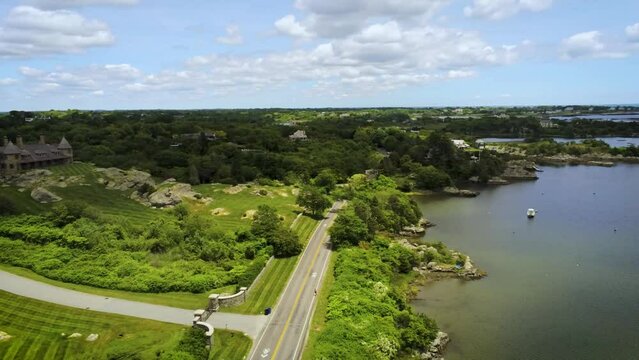 newport ocean ave to prives neck aerial drone yaw