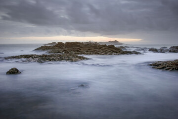 Rocky coast at dusk
