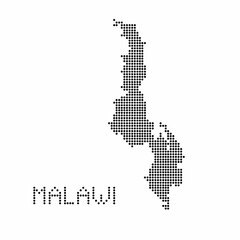 Fototapeta na wymiar Malawi map with grunge texture in dot style. Abstract vector illustration of a country map with halftone effect for infographic. 