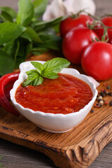 Traditional classic tomato sauce with spices and herbs. Fragrant dressing for various dishes. Taste and simplicity.