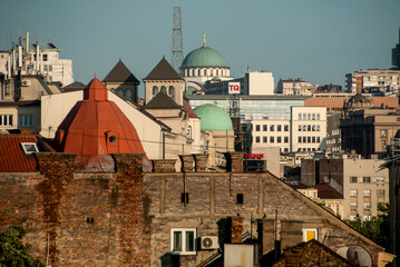 Fototapeta premium 22. 05. 2022 Belgrade, Serbia, Panorama of Belgrade. The photograph shows part of Belgrade Temple of Saint Sava.