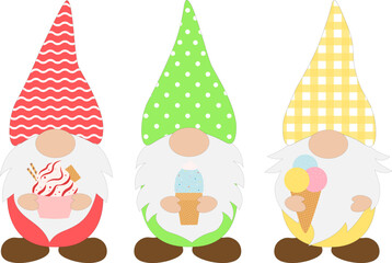 Gnomes ice cream vector illustration