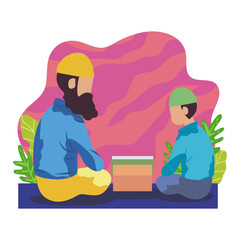 a man teaching Quran to a boy