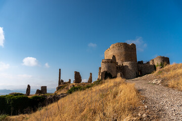 Old castle towers in Moya Castle, Cuenca (Spain)