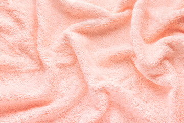 soft pink texture of bath towel folded, background