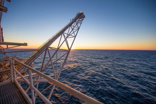Flare stack on offshore platform