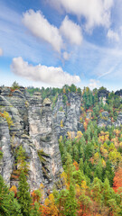 Picturesque autumn landscape in Saxon Switzerland National Park