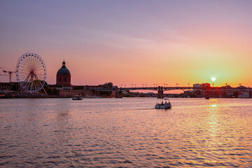 Old city of Toulouse at sunset, France
