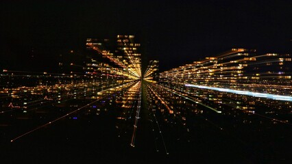 Abstract row of lights in the dark, for trippy and psychedelic background and wallpapers