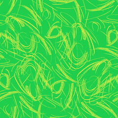 Wavy and swirled chalk strokes seamless pattern.