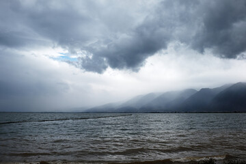 Erhai Lake and Cang Mountain in Dali city, Yunnan province, China. Famous travel destination