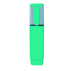 green highlighter marker pen in cute hand drawn style, cartoon, isolated on white background with clipping path.