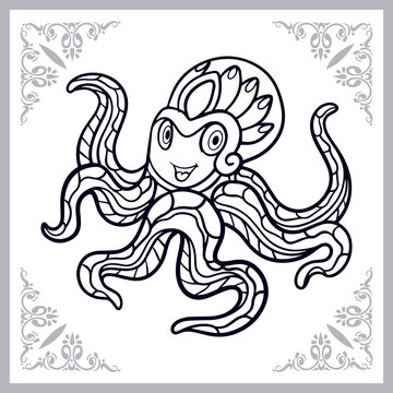 Kraken octopus zentangle arts isolated on white background.