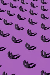 Obraz premium 3d render bat silhouettes on a violet background. Modern creative 3d Halloween illustration. Vertical trendy Halloween 3d background