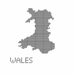 Fototapeta na wymiar Wales map with grunge texture in dot style. Abstract vector illustration of a country map with halftone effect for infographic. 