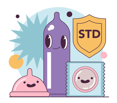 Sex education concept. Condom as a method of contraception for safe sex