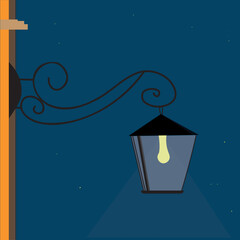 Elegant street lamp with a dark blue night sky and stars background