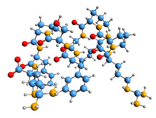 3D image of Kallidin skeletal formula - molecular chemical structure of  bioactive kinin isolated on white background
