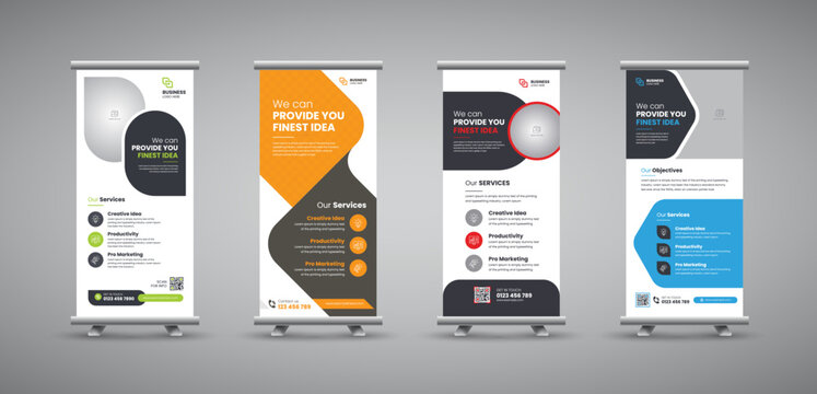 Professional roll up stand banner template design roll up vertical banner template design
