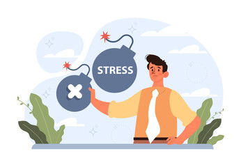 Stress concept. Mental disorder and pressure. Character suffering