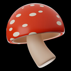 mushroom food icon 3d rendering on isolated background