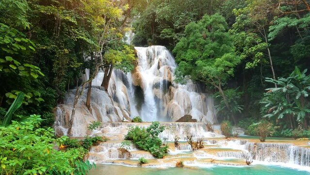 Kuang Si waterfall in Luang Prabang, Laos.