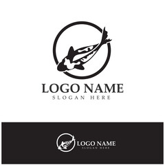 Koi Fish Logo Design Vector icon illustration Template