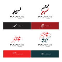Koi Fish Logo Design Vector icon illustration Template