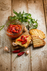 homemade preserved pepper in oil