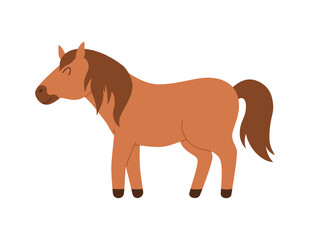 Racing pony horse for teaching children to ride, vector illustration isolated.