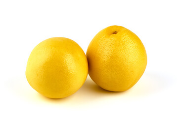 White grapefruits, isolated on white background.