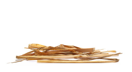 Pile straw isolated on white background
