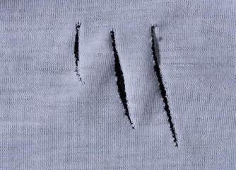 Clothes torn due to decay of the fabric,fabric damage
