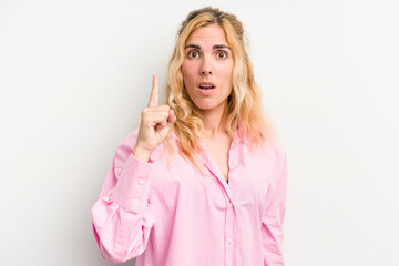 Young caucasian woman isolated on white background having an idea, inspiration concept.