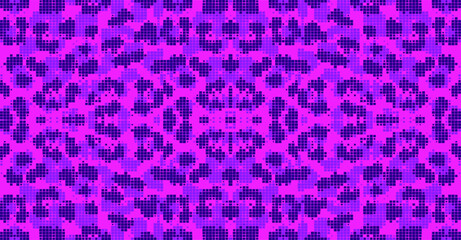 Leopard pixel art style stains pattern design. Dotted Vector Illustration Background. Animal Fur. Seamless.