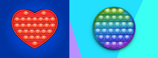 New popular sensory anti-stress toy - Pop it. Isolated on a white background. Realistic vector 3D illustration.