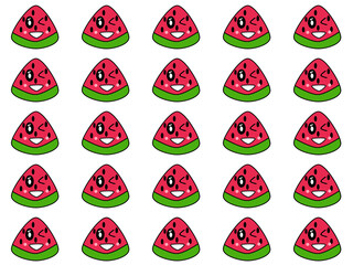 illustration cartoon watermelon so cute pattern isolated on white background