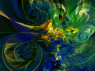 blue and green abstract fractal background 3d rendering illustration