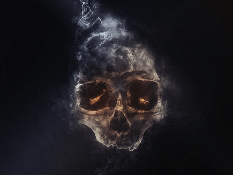 Smoke skull in two colors - 3D Illustration